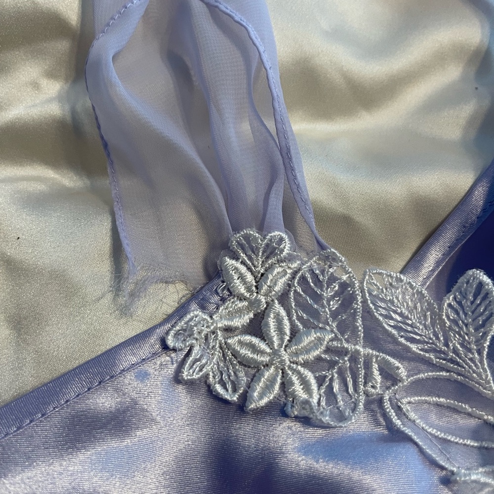 California Dynasty Vintage Lavender satin and lace chemise slip nightie 2X - Picture 5 of 8